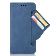 For iPhone 16 Plus Skin Feel Calf Texture Card Slots Leather Phone Case(Blue)
