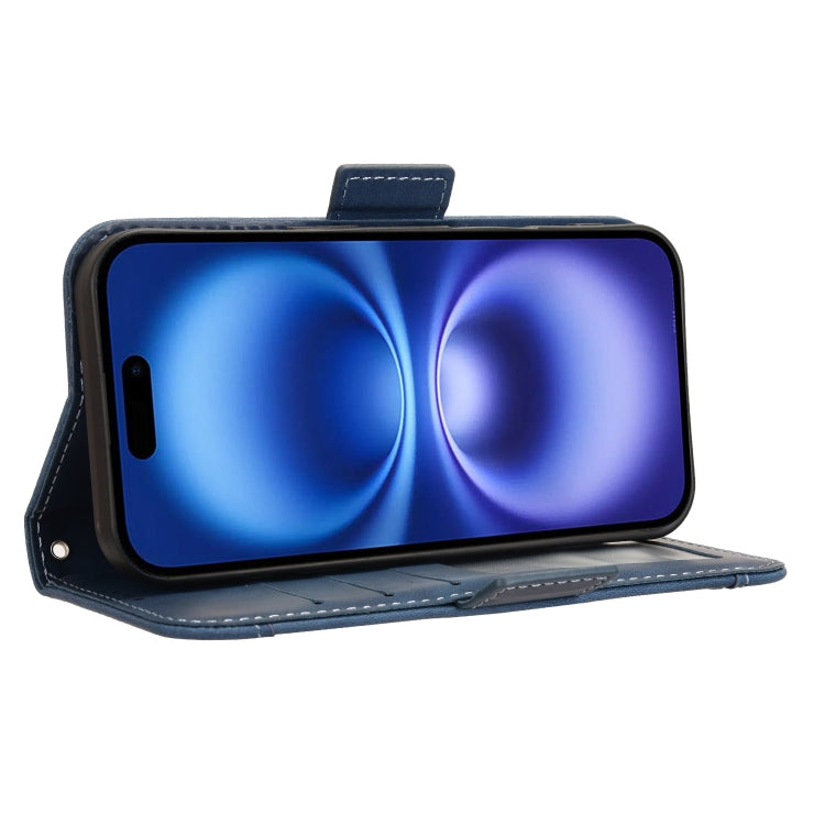 For iPhone 16 Plus Skin Feel Calf Texture Card Slots Leather Phone Case(Blue) - iPhone 16 Plus Cases by PMC TechLife | Online Shopping South Africa | PMC TechLife | Buy Now Pay Later Mobicred