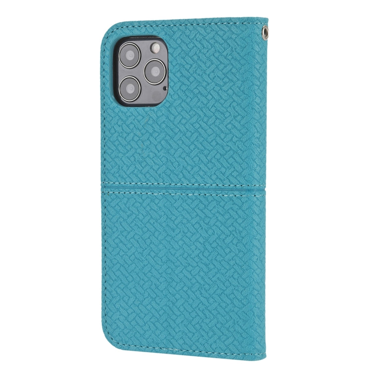 For iPhone 16 Pro Woven Texture Stitching Magnetic Leather Phone Case(Blue) - iPhone 16 Pro Cases by PMC TechLife | Online Shopping South Africa | PMC TechLife | Buy Now Pay Later Mobicred