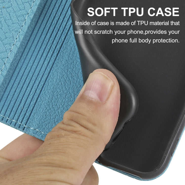 For iPhone 16 Pro Woven Texture Stitching Magnetic Leather Phone Case(Blue) - iPhone 16 Pro Cases by PMC TechLife | Online Shopping South Africa | PMC TechLife | Buy Now Pay Later Mobicred