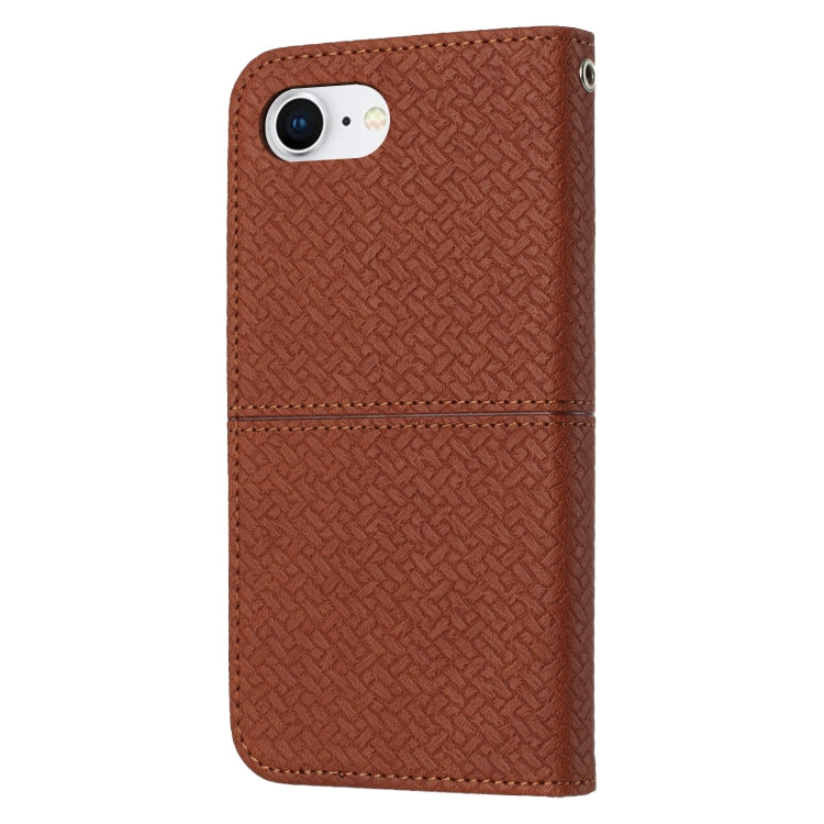 For iPhone 16e Woven Texture Stitching Magnetic Leather Phone Case(Brown) - iPhone 16e Cases by PMC TechLife | Online Shopping South Africa | PMC TechLife | Buy Now Pay Later Mobicred