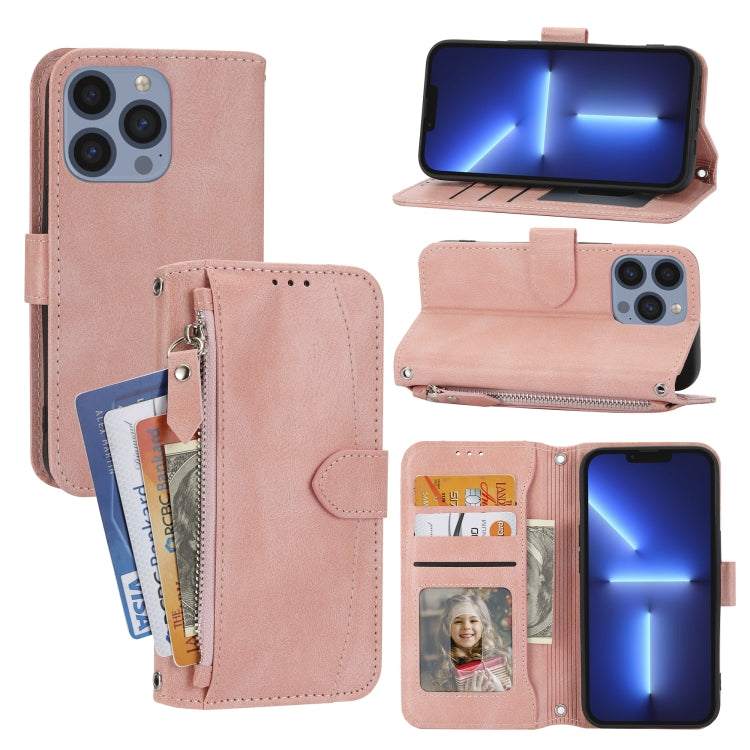 For iPhone 16 Pro Max Oil Skin Zipper Wallet Leather Phone Case(Pink) - free shipping - PMC TechLife - Order now!