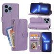 For iPhone 16 Pro Oil Skin Zipper Wallet Leather Phone Case(Purple) - iPhone 16 Pro Cases by PMC TechLife | Online Shopping South Africa | PMC TechLife | Buy Now Pay Later Mobicred