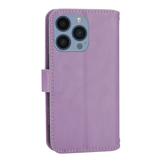 For iPhone 16 Pro Oil Skin Zipper Wallet Leather Phone Case(Purple)