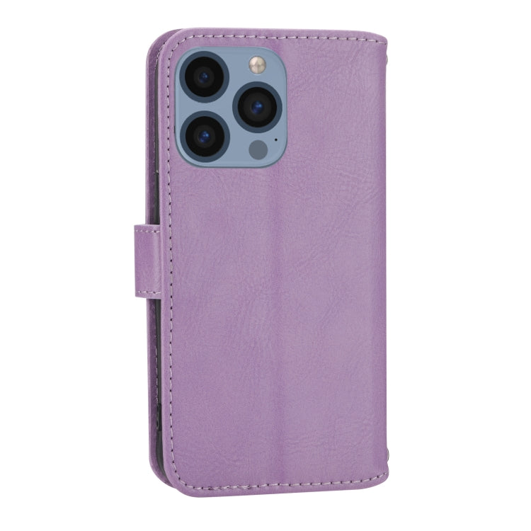 For iPhone 16 Pro Oil Skin Zipper Wallet Leather Phone Case(Purple)