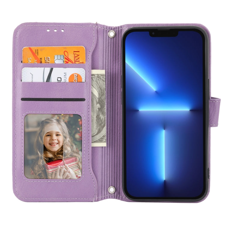 For iPhone 16 Pro Oil Skin Zipper Wallet Leather Phone Case(Purple)