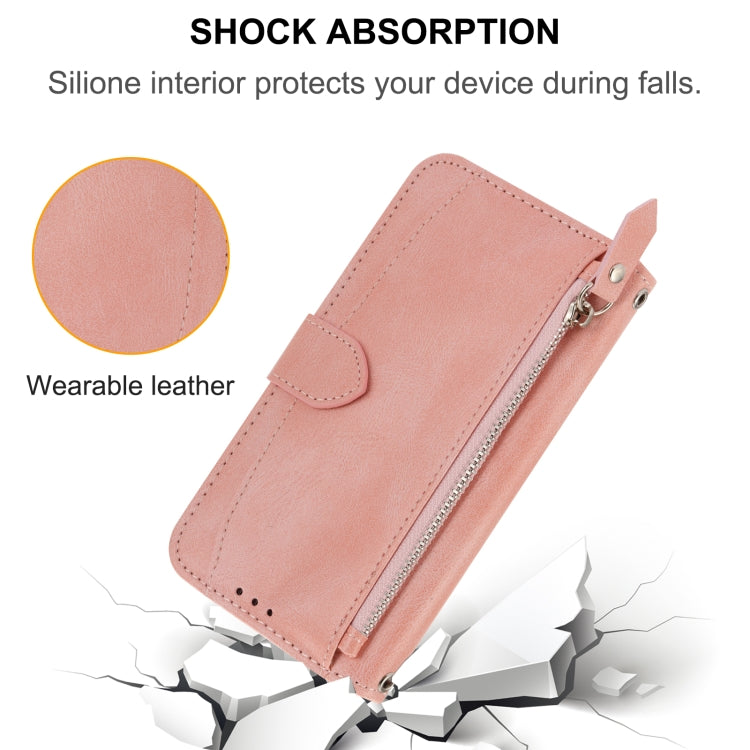 For iPhone 16e Oil Skin Zipper Wallet Leather Phone Case(Pink) - iPhone 16e Cases by PMC TechLife | Online Shopping South Africa | PMC TechLife | Buy Now Pay Later Mobicred