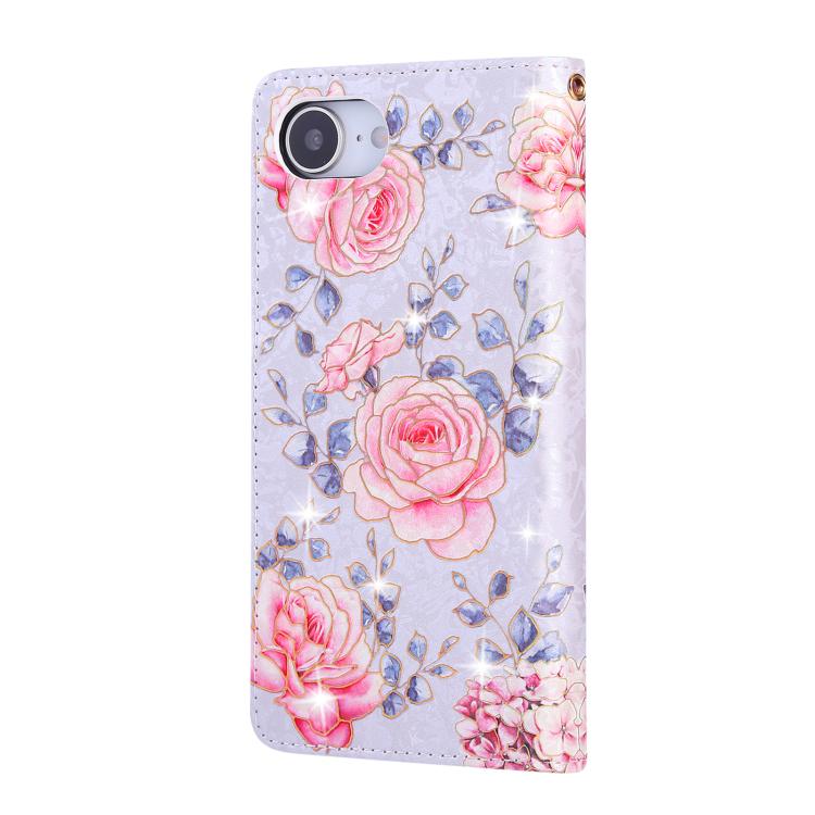 For iPhone 16e Bronzing Painting RFID Leather Case(Pastoral Rose)