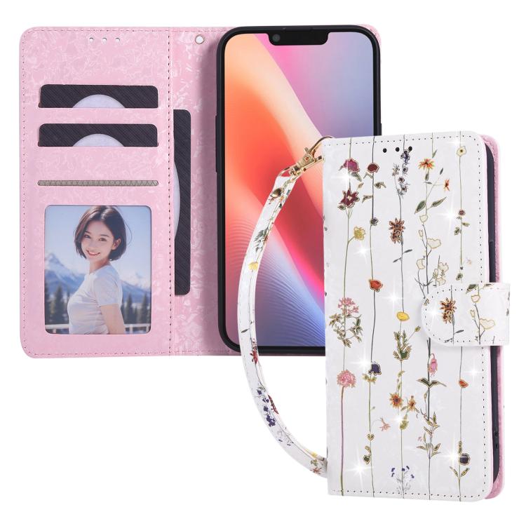 For iPhone 16e Bronzing Painting RFID Leather Case(Dreid Flower World) - iPhone 16e Cases by PMC TechLife | Online Shopping South Africa | PMC TechLife | Buy Now Pay Later Mobicred