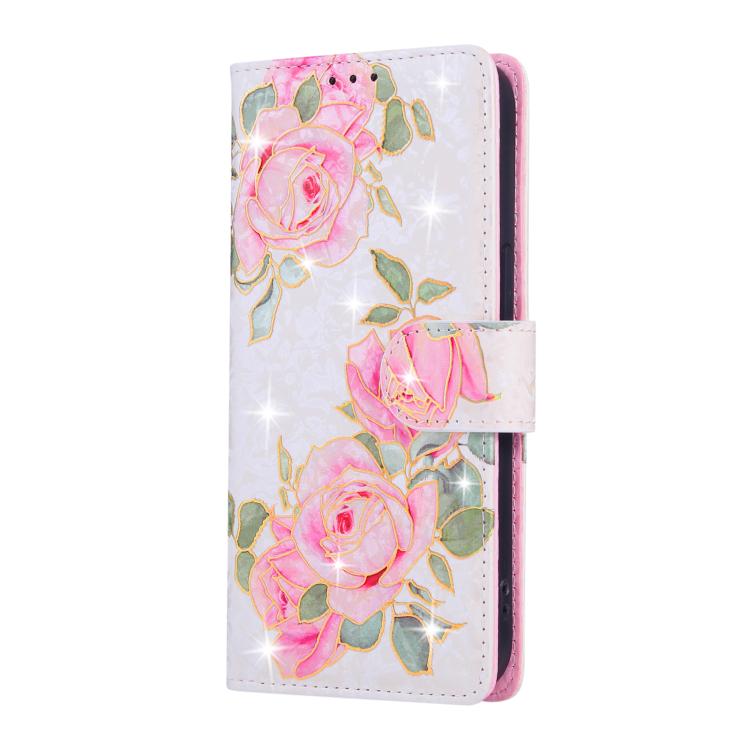 For iPhone 16e Bronzing Painting RFID Leather Case(Rose Flower)
