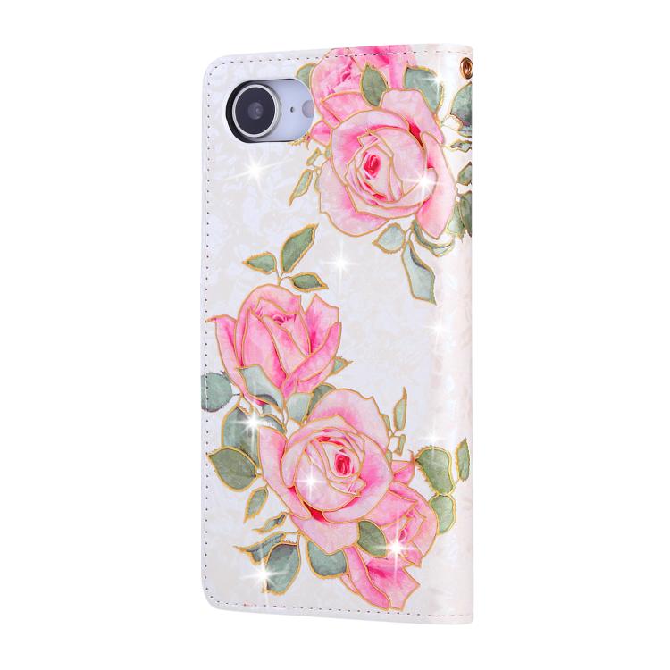 For iPhone 16e Bronzing Painting RFID Leather Case(Rose Flower)