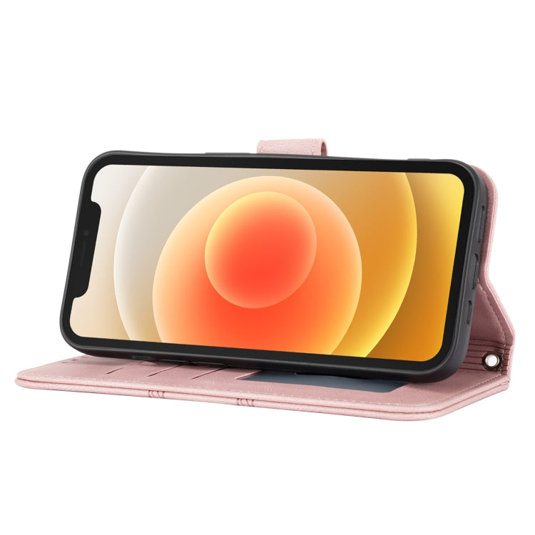 For iPhone 16 Pro Max Embossed Stripes Skin Feel Leather Phone Case(Pink) - iPhone 16 Pro Max Cases by PMC TechLife | Online Shopping South Africa | PMC TechLife | Buy Now Pay Later Mobicred