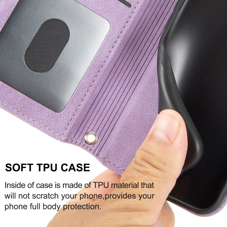 For iPhone 16 Pro Embossed Stripes Skin Feel Leather Phone Case(Light Purple) - free shipping - PMC TechLife - Order now!