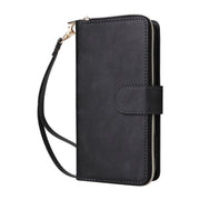 For iPhone 16 9 Card Slots Zipper Wallet Bag Leather Phone Case(Black)