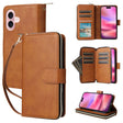 For iPhone 16 9 Card Slots Zipper Wallet Bag Leather Phone Case(Brown) - iPhone 16 Cases by PMC TechLife | Online Shopping South Africa | PMC TechLife | Buy Now Pay Later Mobicred