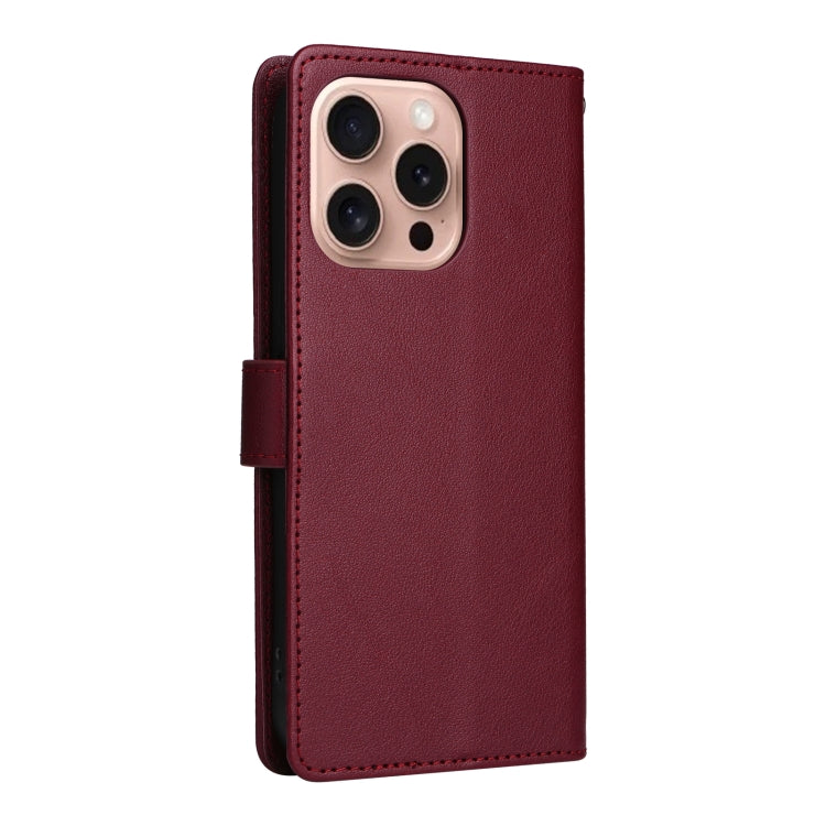 For iPhone 16 Pro Multifunctional Horizontal Flip Leather Phone Case with Three Card Slots(Wine Red) - iPhone 16 Pro Cases by PMC TechLife | Online Shopping South Africa | PMC TechLife | Buy Now Pay Later Mobicred