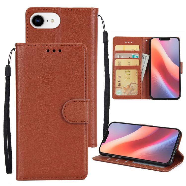 For iPhone 16e 3-Card Slots Multifunctional Leather Phone Case(Brown) - free shipping - PMC TechLife - Order now!