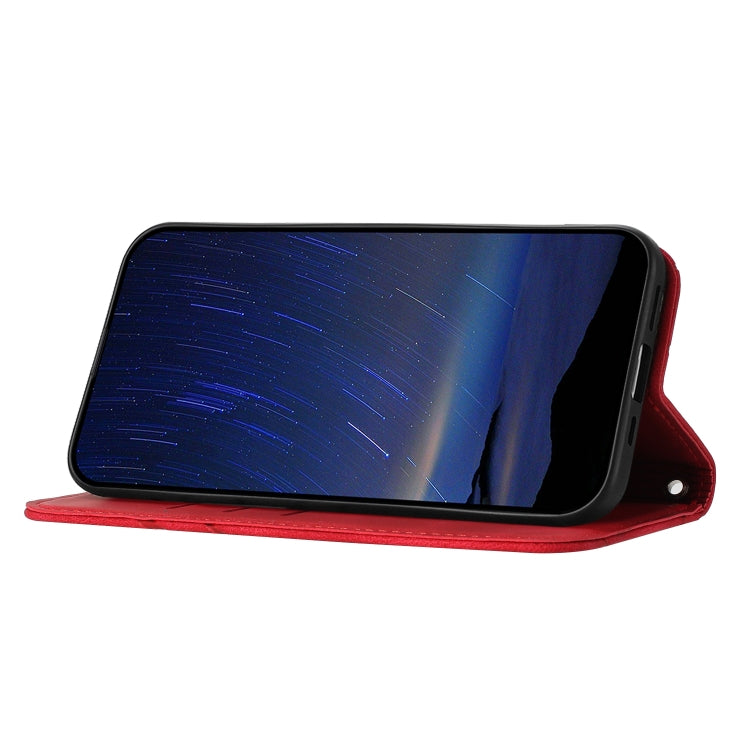 For iPhone 16e Embossed Line Leather Phone Case with Lanyard(Red) - iPhone 16e Cases by PMC TechLife | Online Shopping South Africa | PMC TechLife | Buy Now Pay Later Mobicred