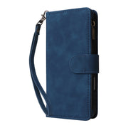 For iPhone 16 Plus Crossbody Multi-card Slot Wallet Zipper Leather Phone Case(Dark Blue)