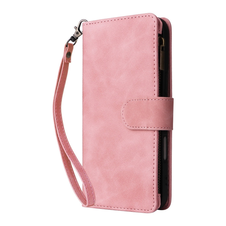 For iPhone 16 Plus Crossbody Multi-card Slot Wallet Zipper Leather Phone Case(Pink) - iPhone 16 Plus Cases by PMC TechLife | Online Shopping South Africa | PMC TechLife | Buy Now Pay Later Mobicred