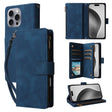 For iPhone 16 Pro Crossbody Multi-card Slot Wallet Zipper Leather Phone Case(Dark Blue) - iPhone 16 Pro Cases by PMC TechLife | Online Shopping South Africa | PMC TechLife | Buy Now Pay Later Mobicred