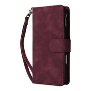 For iPhone 16 Pro Max Crossbody Multi-card Slot Wallet Zipper Leather Phone Case(Wine Red)
