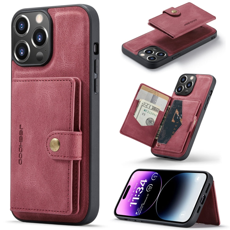 For iPhone 15 Pro Max JEEHOOD Retro Magnetic Detachable Leather Phone Case(Red) - free shipping - PMC Jewellery - Order now!