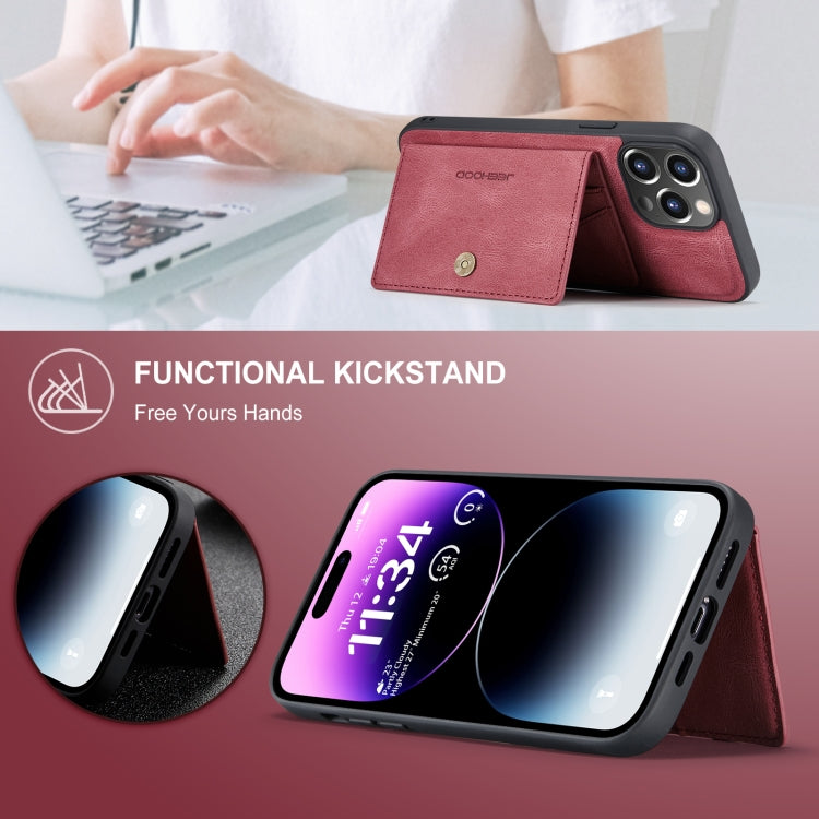 For iPhone 15 Pro Max JEEHOOD Retro Magnetic Detachable Leather Phone Case(Red) - free shipping - PMC Jewellery - Order now!