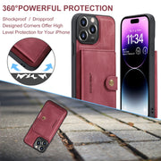For iPhone 15 Pro Max JEEHOOD Retro Magnetic Detachable Leather Phone Case(Red)