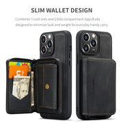 For iPhone 15 Pro Max JEEHOOD Magnetic Zipper Wallet Leather Phone Case(Black)