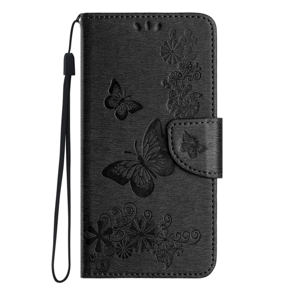 For iPhone 16 Butterfly Embossed Flip Leather Phone Case(Black)
