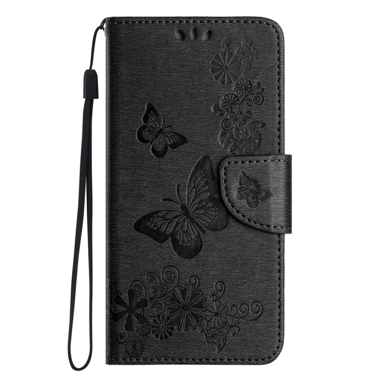 For iPhone 16 Butterfly Embossed Flip Leather Phone Case(Black)