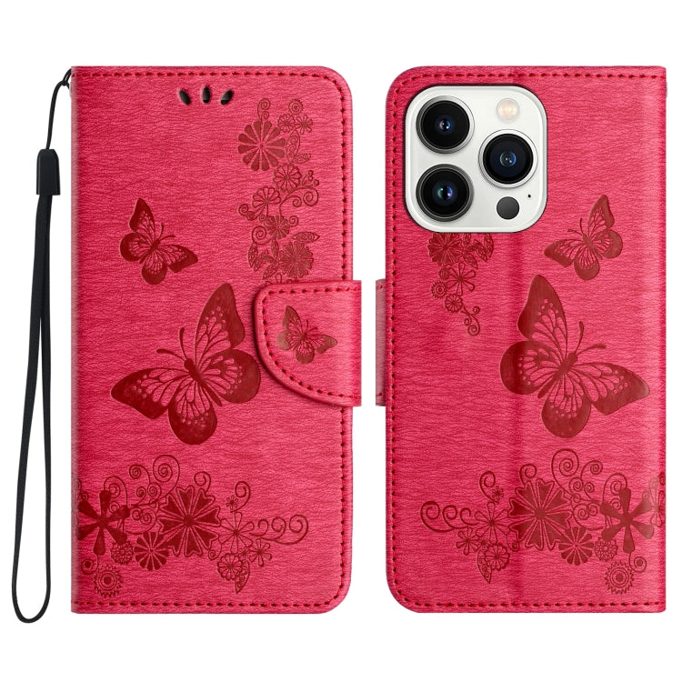For iPhone 16 Pro Butterfly Embossed Flip Leather Phone Case(Red) - free shipping - PMC TechLife - Order now!