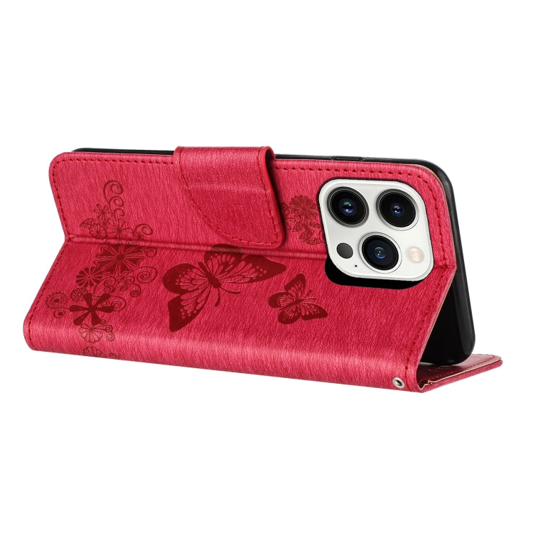 For iPhone 16 Pro Butterfly Embossed Flip Leather Phone Case(Red) - free shipping - PMC TechLife - Order now!