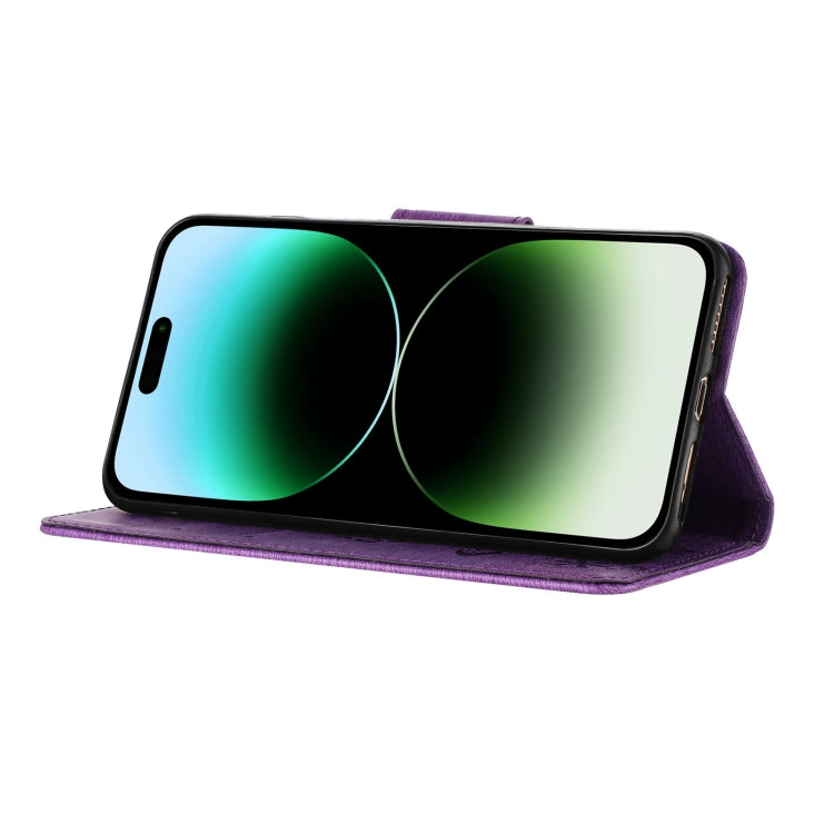 For iPhone 16 Pro Max Butterfly Embossed Flip Leather Phone Case(Purple) - iPhone 16 Pro Max Cases by PMC TechLife | Online Shopping South Africa | PMC TechLife | Buy Now Pay Later Mobicred