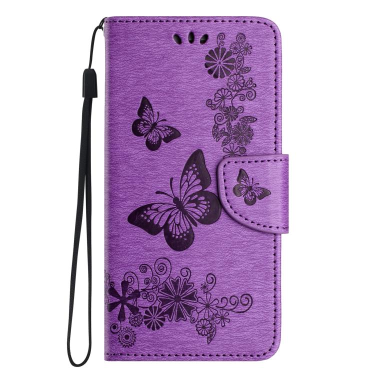 For iPhone 16e Butterfly Embossed Flip Leather Phone Case(Purple) - iPhone 16e Cases by PMC TechLife | Online Shopping South Africa | PMC TechLife | Buy Now Pay Later Mobicred
