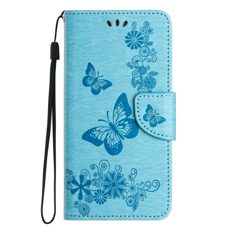 For iPhone 16e Butterfly Embossed Flip Leather Phone Case(Blue) - iPhone 16e Cases by PMC Jewellery | Online Shopping South Africa | PMC Jewellery | Buy Now Pay Later Mobicred