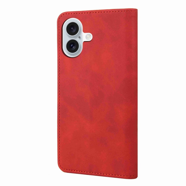 For iPhone 16 Skin Feel Splicing Leather Phone Case(Red) - iPhone 16 Cases by PMC TechLife | Online Shopping South Africa | PMC TechLife | Buy Now Pay Later Mobicred