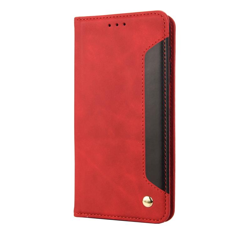 For iPhone 16e Skin Feel Splicing Leather Phone Case(Red) - iPhone 16e Cases by PMC TechLife | Online Shopping South Africa | PMC TechLife | Buy Now Pay Later Mobicred