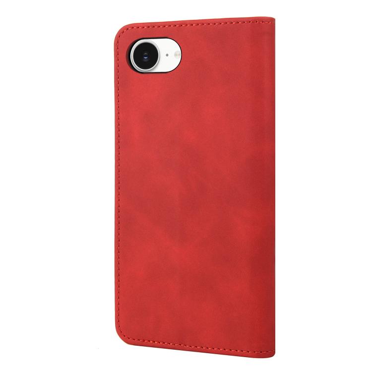 For iPhone 16e Skin Feel Splicing Leather Phone Case(Red)