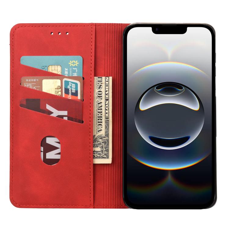 For iPhone 16e Skin Feel Splicing Leather Phone Case(Red)