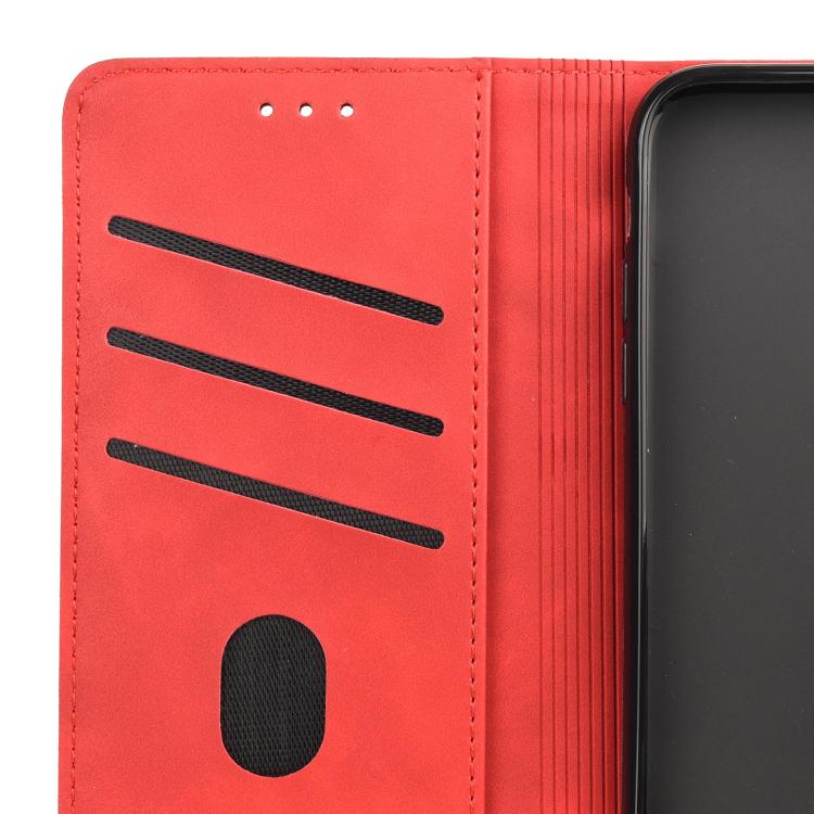 For iPhone 16e Skin Feel Splicing Leather Phone Case(Red) - iPhone 16e Cases by PMC TechLife | Online Shopping South Africa | PMC TechLife | Buy Now Pay Later Mobicred
