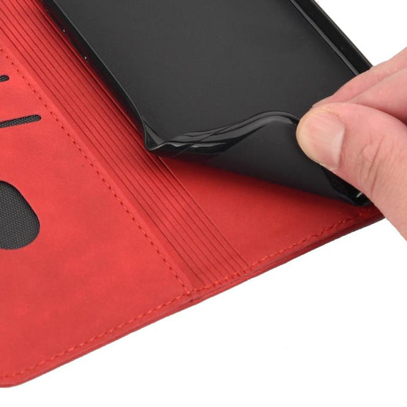 For iPhone 16e Skin Feel Splicing Leather Phone Case(Red)