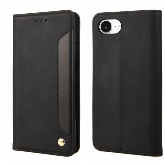 For iPhone 16e Skin Feel Splicing Leather Phone Case(Black) - iPhone 16e Cases by PMC Jewellery | Online Shopping South Africa | PMC Jewellery | Buy Now Pay Later Mobicred