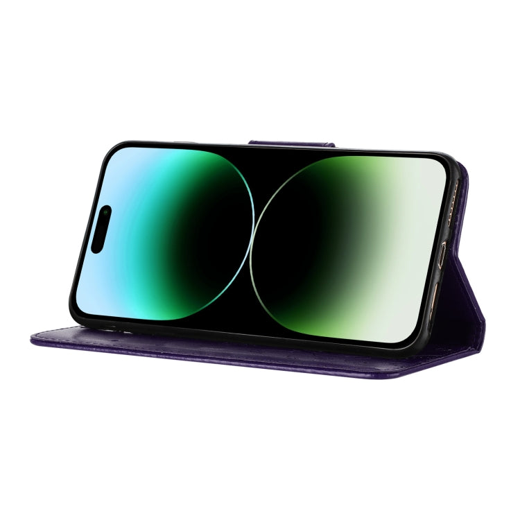 For iPhone 16 Pro Butterfly Flower Pattern Flip Leather Phone Case(Dark Purple) - iPhone 16 Pro Cases by PMC TechLife | Online Shopping South Africa | PMC TechLife | Buy Now Pay Later Mobicred