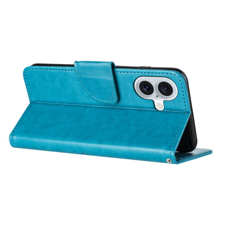 For iPhone 16 Plus Butterfly Flower Pattern Flip Leather Phone Case(Blue) - iPhone 16 Plus Cases by PMC TechLife | Online Shopping South Africa | PMC TechLife | Buy Now Pay Later Mobicred