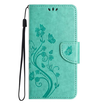 For iPhone 16e Butterfly Flower Pattern Flip Leather Phone Case(Green) - iPhone 16e Cases by PMC Jewellery | Online Shopping South Africa | PMC Jewellery | Buy Now Pay Later Mobicred