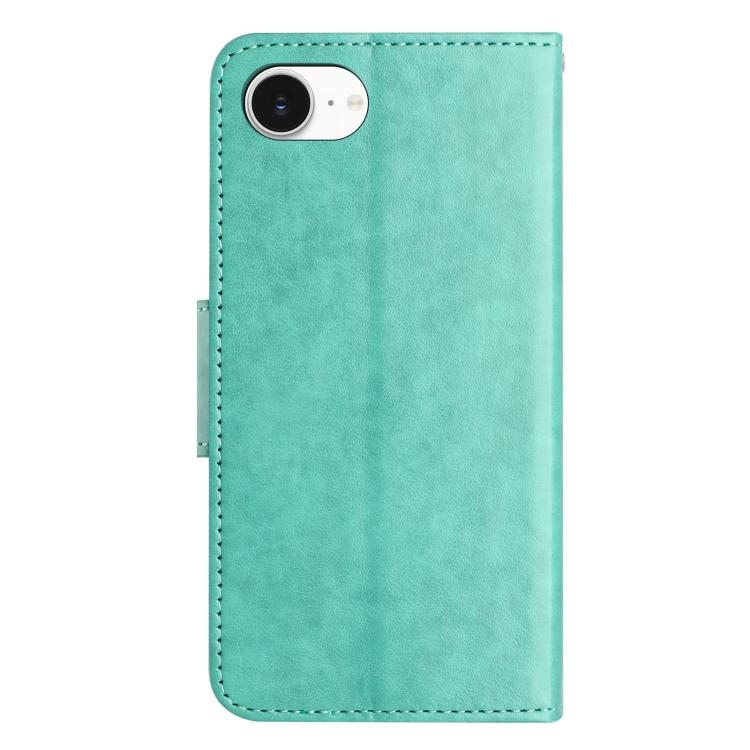 For iPhone 16e Butterfly Flower Pattern Flip Leather Phone Case(Green) - iPhone 16e Cases by PMC Jewellery | Online Shopping South Africa | PMC Jewellery | Buy Now Pay Later Mobicred