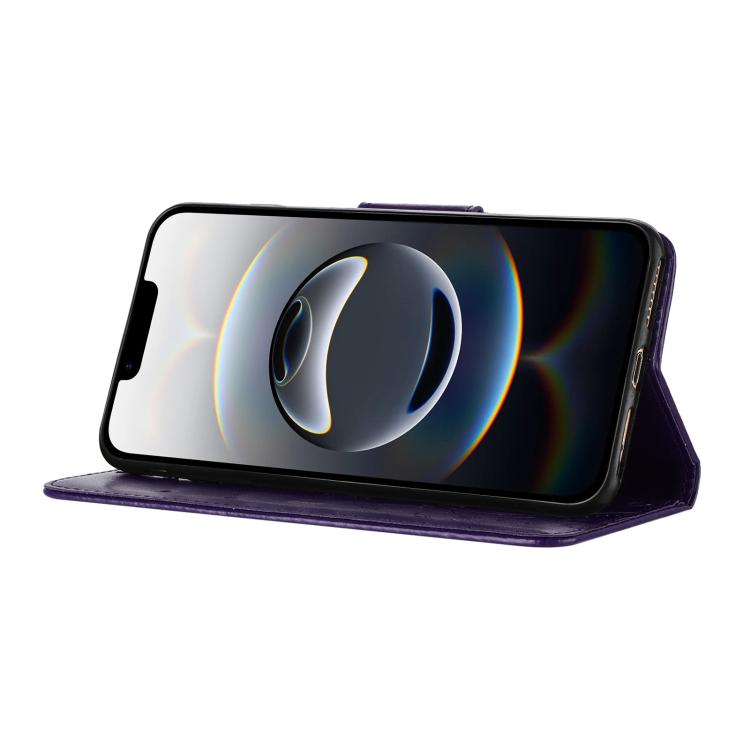 For iPhone 16e Butterfly Flower Pattern Flip Leather Phone Case(Dark Purple) - iPhone 16e Cases by PMC TechLife | Online Shopping South Africa | PMC TechLife | Buy Now Pay Later Mobicred