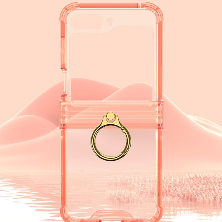 For Samsung Galaxy Z Flip6 Gkk Airbag Hinge Silicone Phone Case with Ring Holder(Transparent)